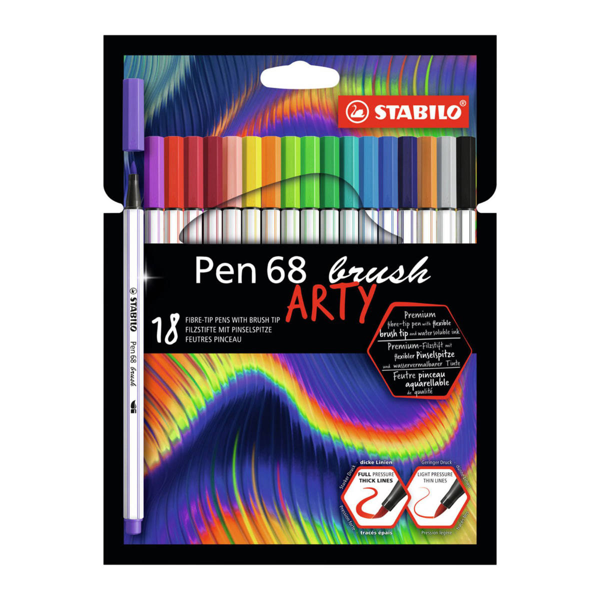 Set 18 Lápices Stabilo Pen 68 Brush Arty